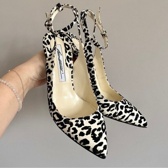 Brian Atwood White Lilith Snakeskin Leather Leopard Print Slingback Pumps - 5US - Picture 3 of 16